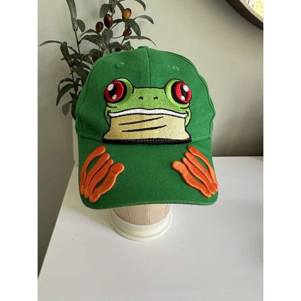 Vintage Costa Rica Frog Hat Embroidered Green Red Eyed Tree Frog Adjustable Cap